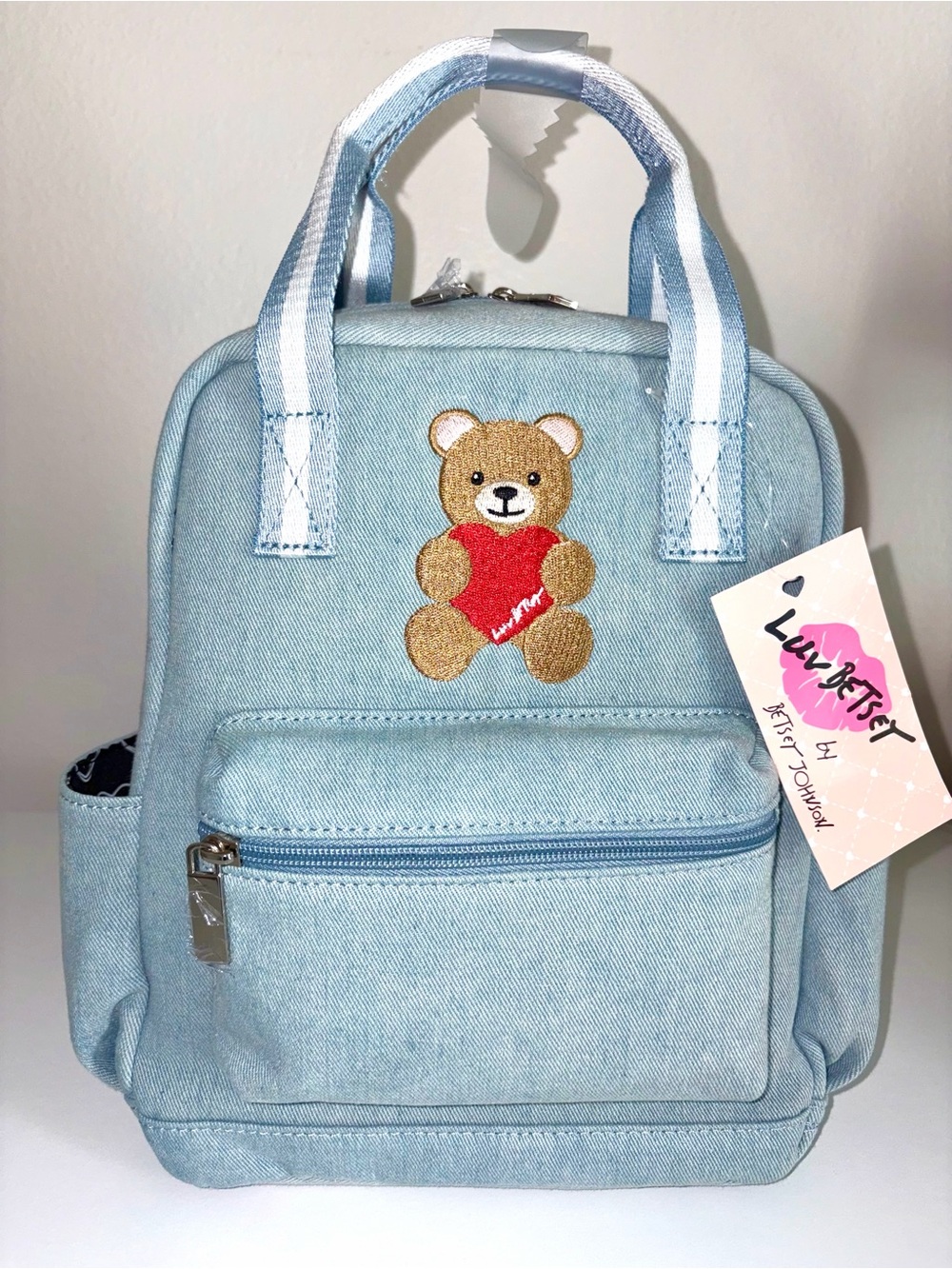 Rare Betsey Johnson Blue DenimTeddy Backpack. Preppy Coquette Dollcore Kawaii 🧸